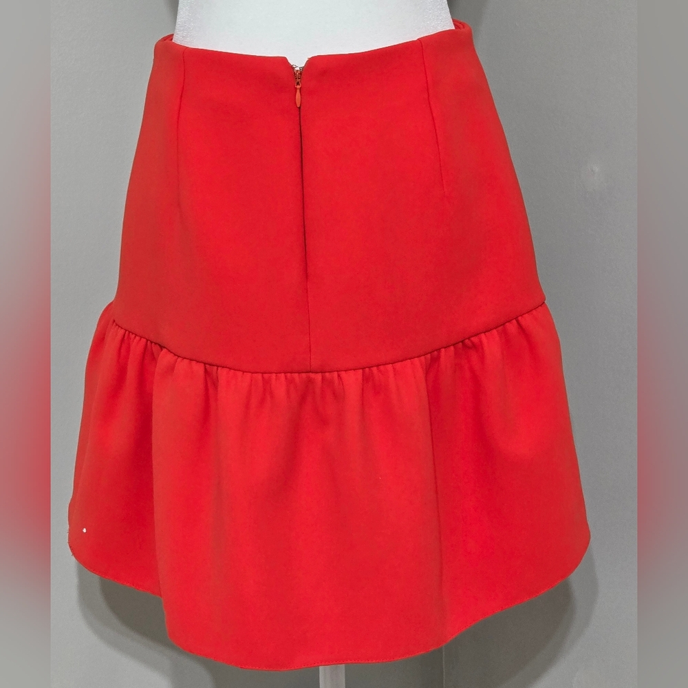 Topshop Crepe Red Ruffle Mini Skirt Women's Size 8 - Picture 3 of 7